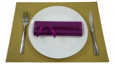 Set Fertigservietten + Platzdeckchen im Kombinationslook Set-PD-Gold+E3X-011-Aubergine
