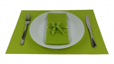Set Fertigserviette Servietten + Platzdeckechen im Kombinationslook Set-PD+BTS-006-Kiwigr&uuml;n