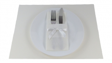 Set Fertigserviette Servietten + Platzdeckechen im Kombinationslook Set-PD+BTX-001-Wei&szlig;
