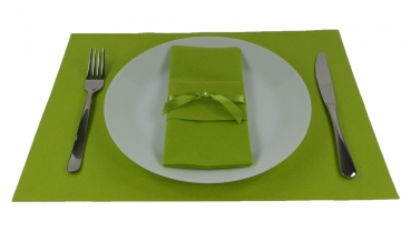 Set Fertigserviette Servietten + Platzdeckechen im Kombinationslook Set-PD+BTX-006-Kiwigr&uuml;n