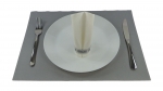 Servietten Fertigservietten + Platzdekchen im Set - Set-S-PD-015-Silber-S-LNSX-Silber-001-Wei&szlig;